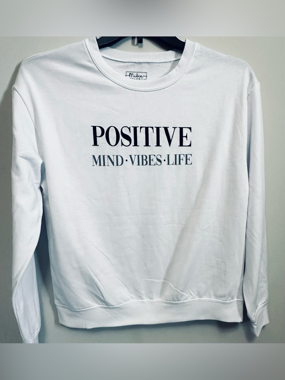 Miken Flow Positive Mind Vibes Life Graphic Sweatshirt White Size M (0115)